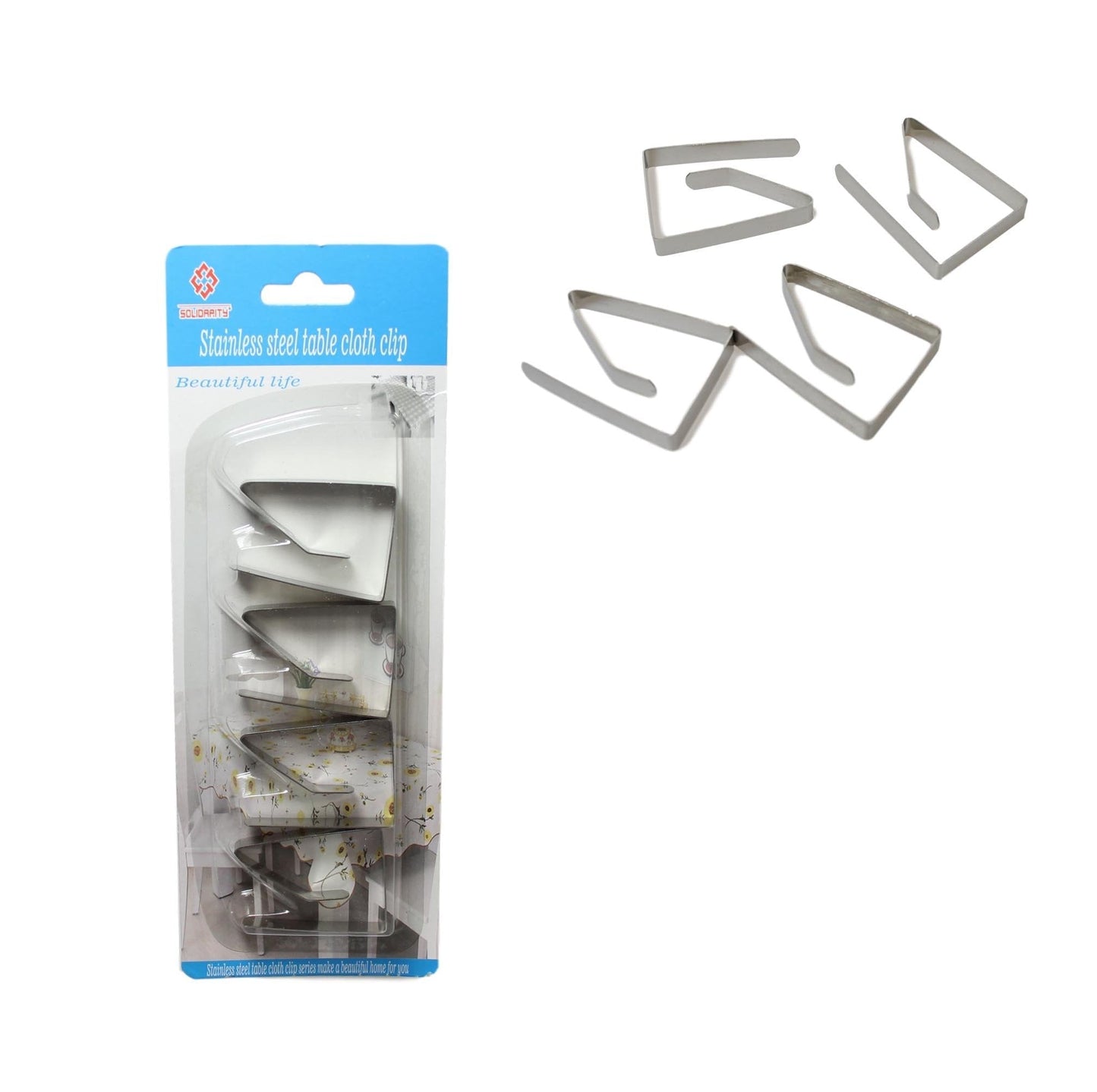 Durable Stainless Steel Table Cloth Clips Pack of 4