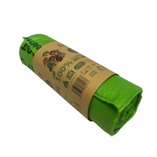 60L Biodegradable Eco Friendly Bin Liners, Eco Waste Disposal - 10 Pack