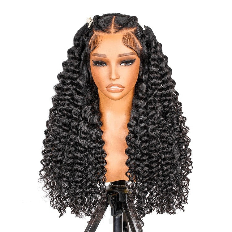 ChicLuxe Hair 100% Human Hair Loose Wave Long Frontal Wig 13x6 HD Lace Natural Black 250% Density Glueless Pre-Braided Wear & Go