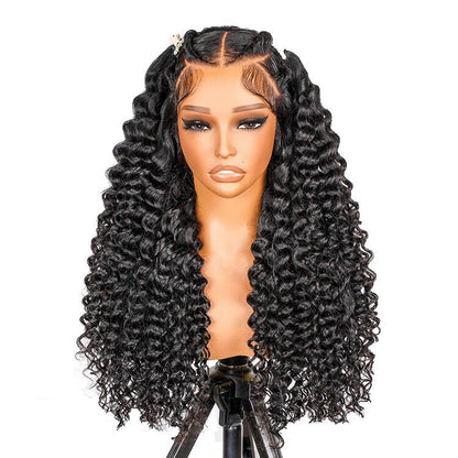 ChicLuxe Hair 100% Human Hair Loose Wave Long Frontal Wig 13x6 HD Lace Natural Black 250% Density Glueless Pre-Braided Wear & Go