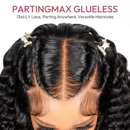 ChicLuxe Hair 100% Human Hair Loose Wave Long Frontal Wig 13x6 HD Lace Natural Black 250% Density Glueless Pre-Braided Wear & Go