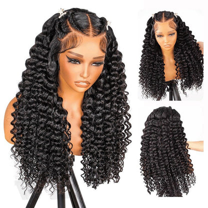 ChicLuxe Hair 100% Human Hair Loose Wave Long Frontal Wig 13x6 HD Lace Natural Black 250% Density Glueless Pre-Braided Wear & Go