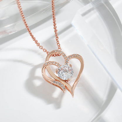 Heart Shaped Zircon Double Love Necklace