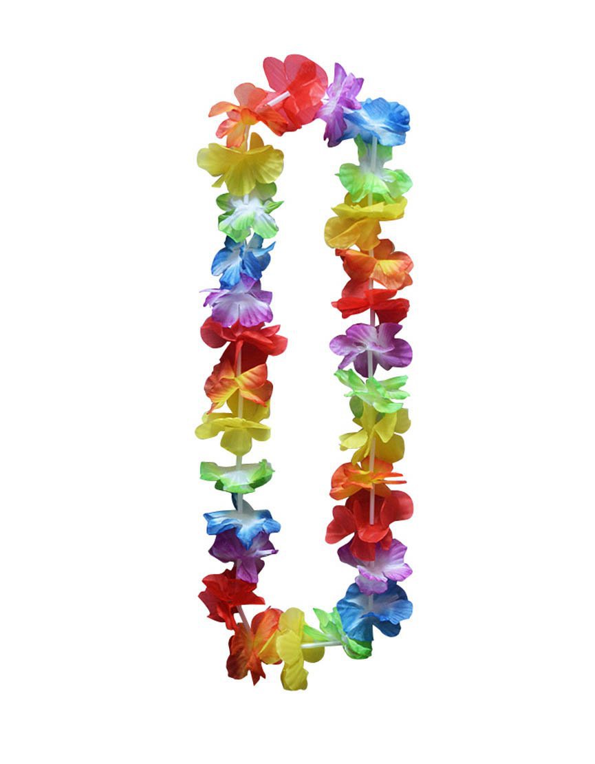 Rainbow Hawaiian Lei Garland Tropical Luau Party Decor