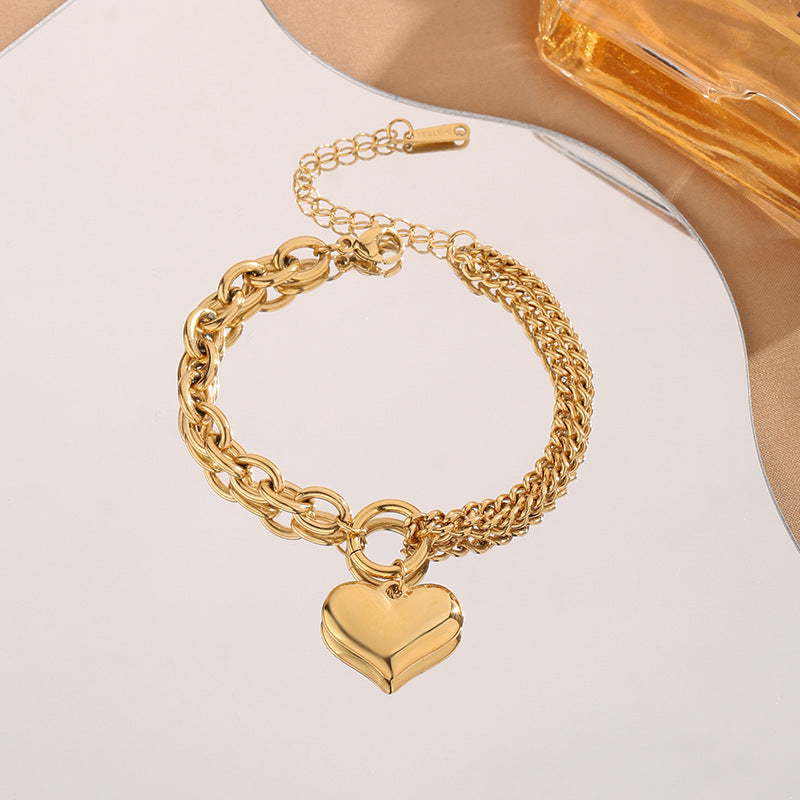 Double Layer Peach Heart Bracelet