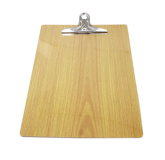 Premium A4 Wooden Paper Menu Clipboard with Chrome Clip Stylish Functional