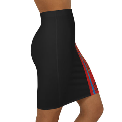 Half Black Half Hónghǎi - Womens Pencil Skirt
