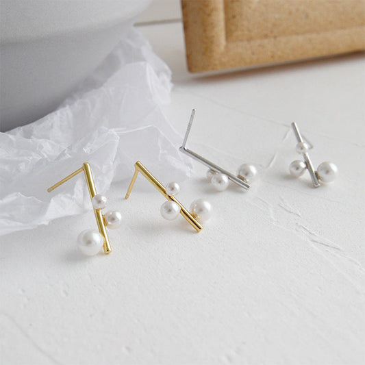 Wedding Shell Pearls Chandelie Stud Earrings - Gold-Plated Silver Pearl Earrings for women - Perfect Pearl Earrings with Gift Wrapping Included
