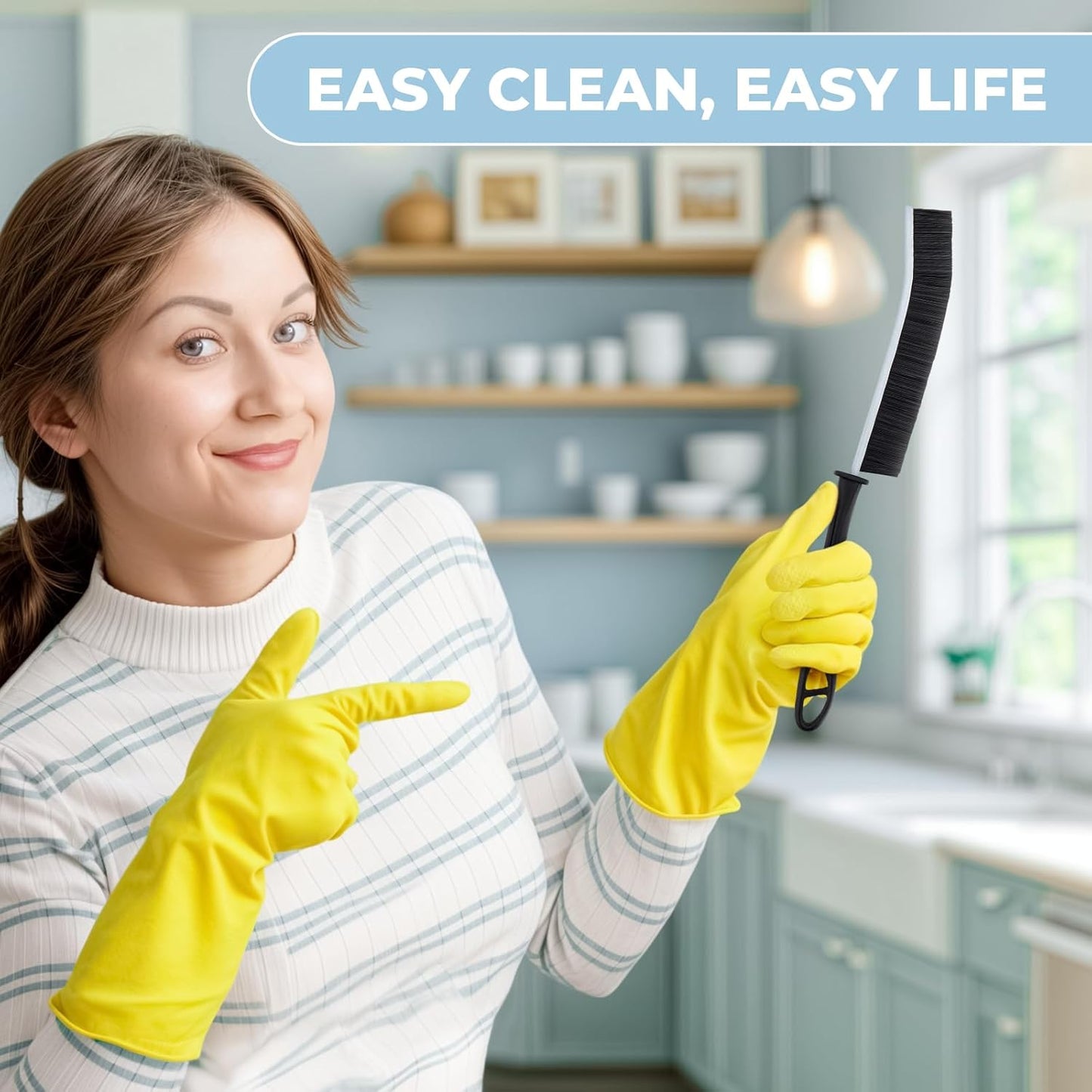 Crevice Cleaning Brush Set Hard Bristle for Grout Kitchen Bathroom 6pcs FOOGWEE