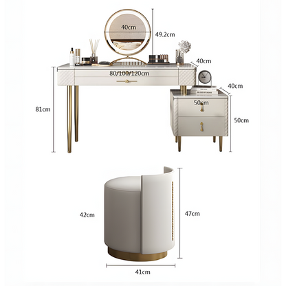 Prestigio Dressing Table With LED Mirror, Cream