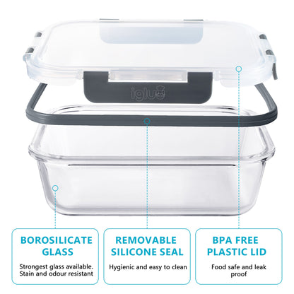 Glass Containers with Lids (10 Pack) – Airtight & BPA-Free – Oven, Microwave, Freezer & Dishwasher Safe – 370ml & 1050ml – Durable Borosilicate Glass