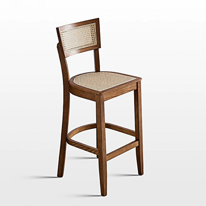 Rico Bar Chair, Rattan & Solid Wood