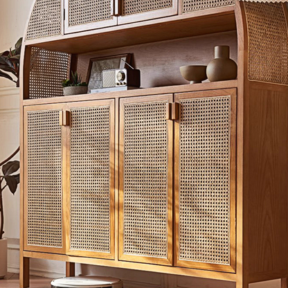 Eisha Rattan Shoe Storage, Cupboard, Solid Wood