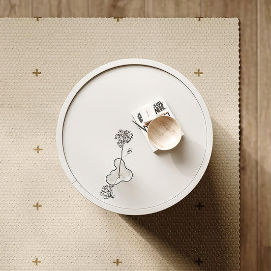 Farooq Round Bedside Table, White