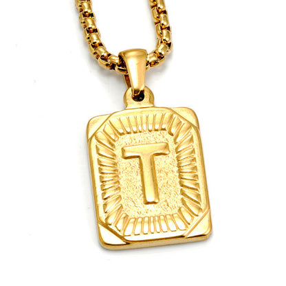 A-Z Alphabet Titanium Steel Letter Pendant Necklace