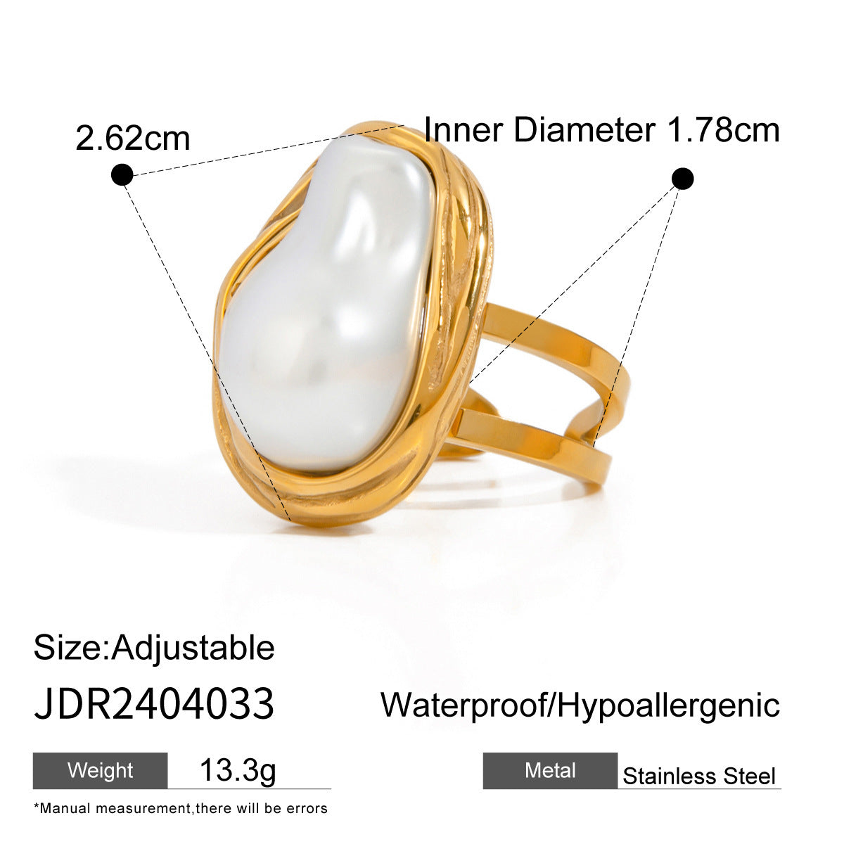 Pearl Necklace, Earrings & Ring Set