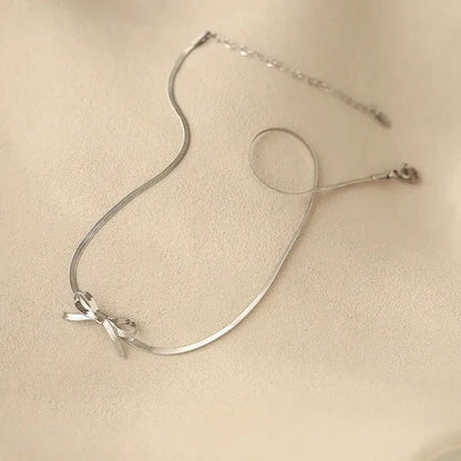 Bowknot Snake Chain Necklace, Bracelet, Earring Set