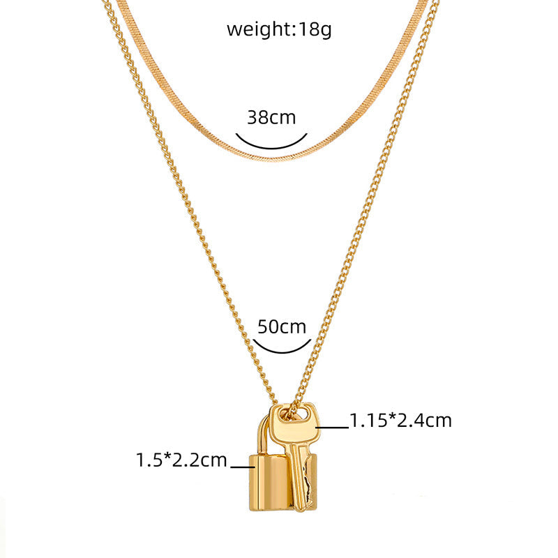 Multi-layer Valentine Lock & Key Necklace