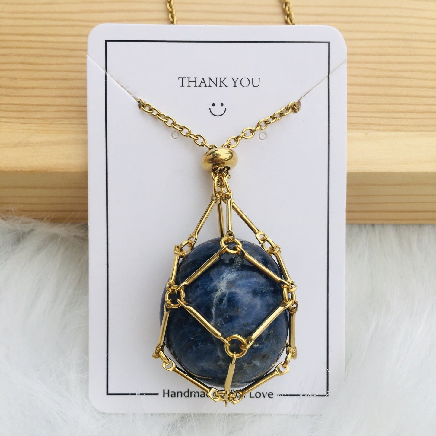 Handmade Natural Crystal Mesh Bamboo Necklace