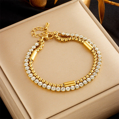 Multi-Layer Twin Zircon Chain Bracelet
