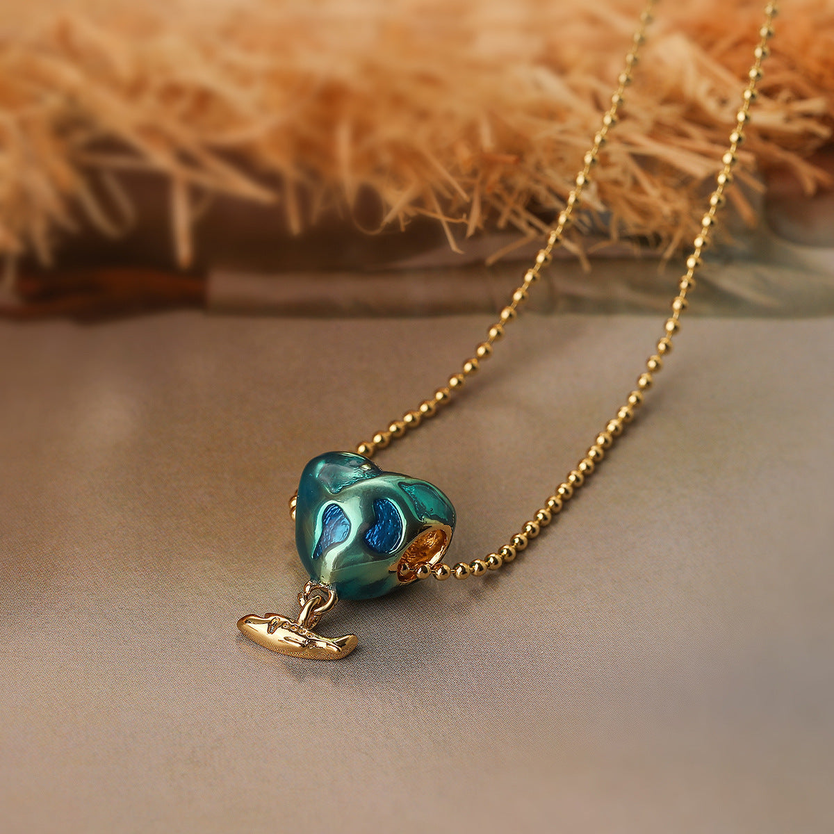 Love Heart Airplane Pendant Necklace