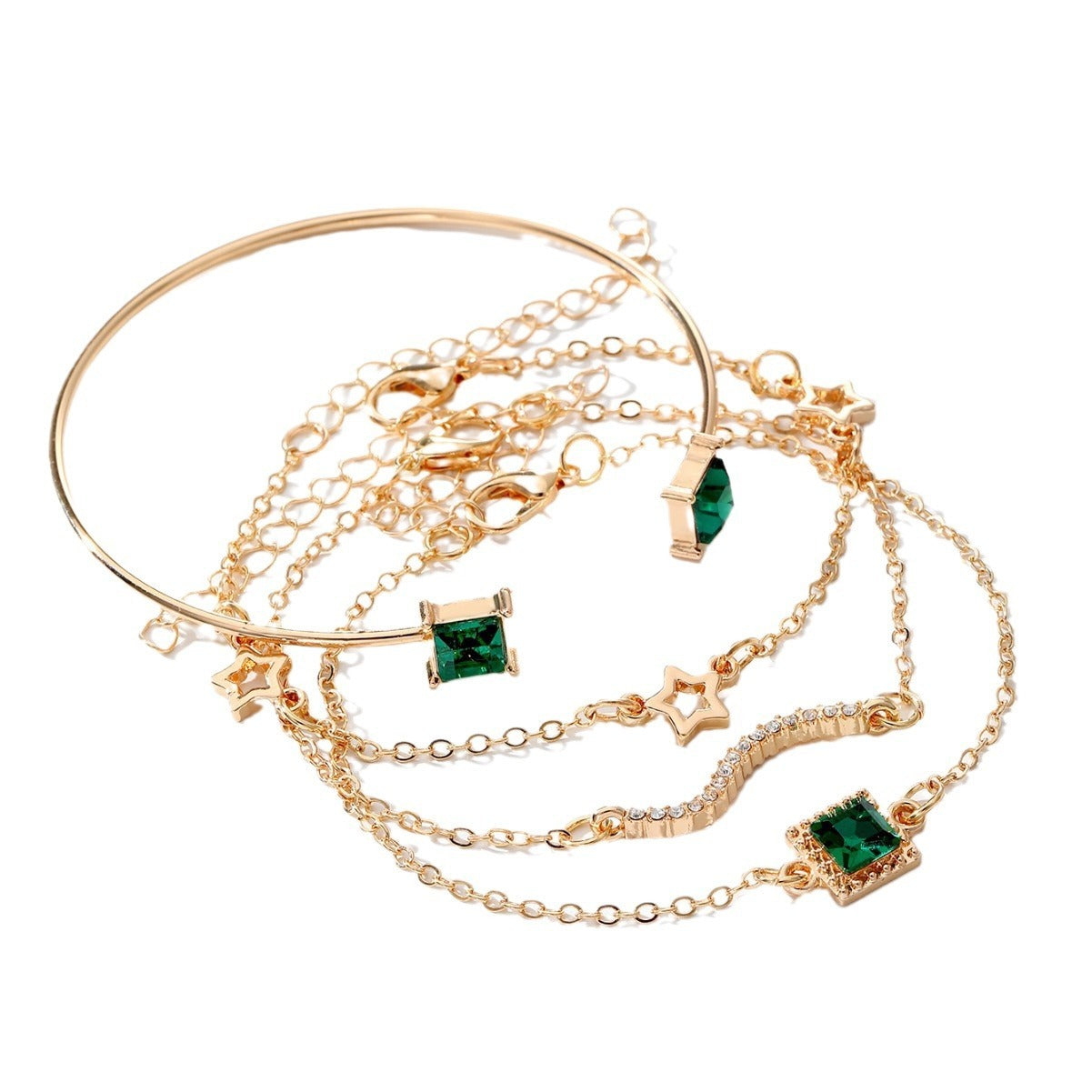 Emerald Square Bracelet 4PCS Set