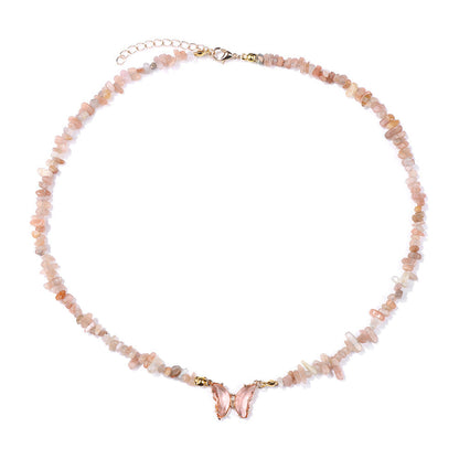 Simple and Versatile Butterfly Natural Stone Necklaces
