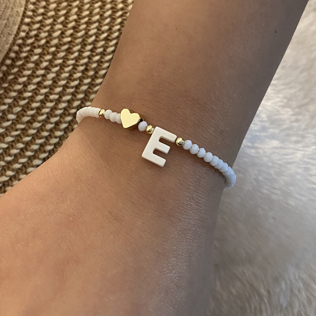 26 Letters White Shell Beaded Bracelet for Women