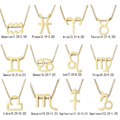 12 Zodiac Sign Constellation Pendant Necklace