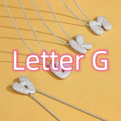 A-Z Zircon Balloon English Letter Necklace, Gold & Silver