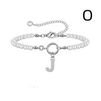 A-Z Letter Pendant Pearl Bracelet