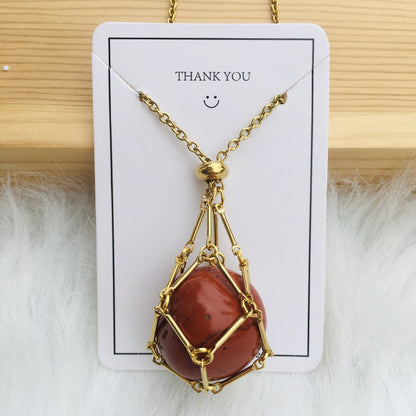 Handmade Natural Crystal Mesh Bamboo Necklace