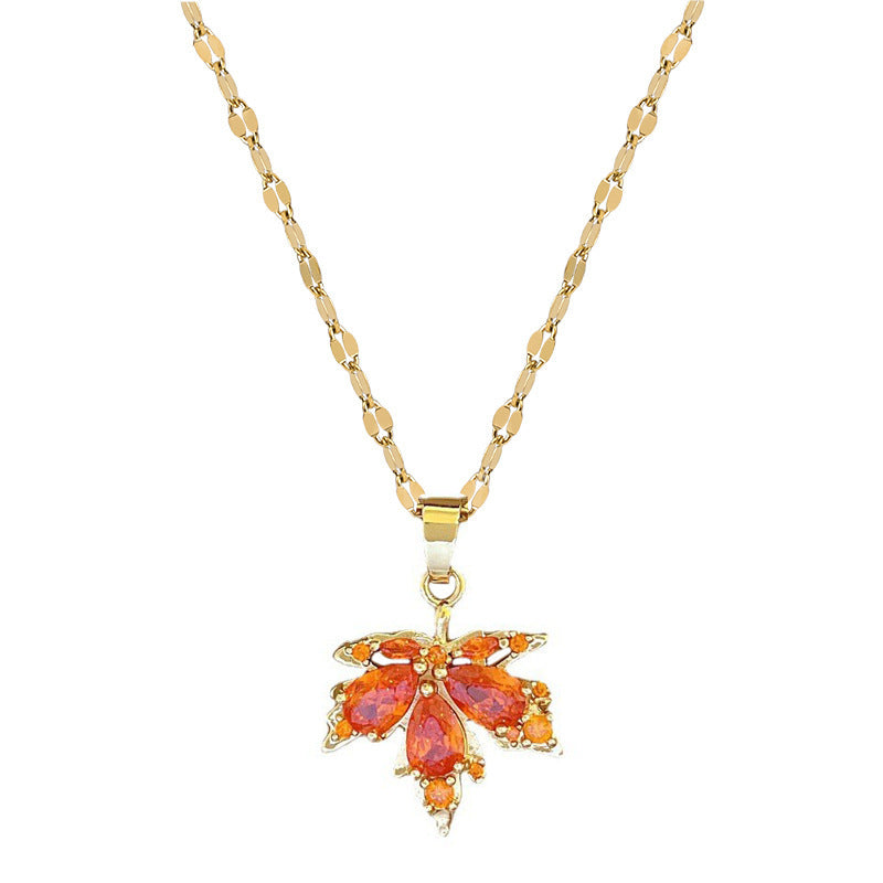 Red & Green Maple Leaf Necklace