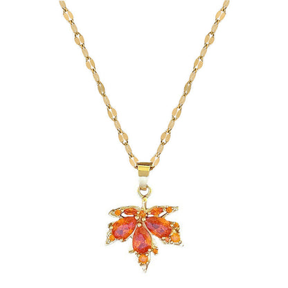 Red & Green Maple Leaf Necklace