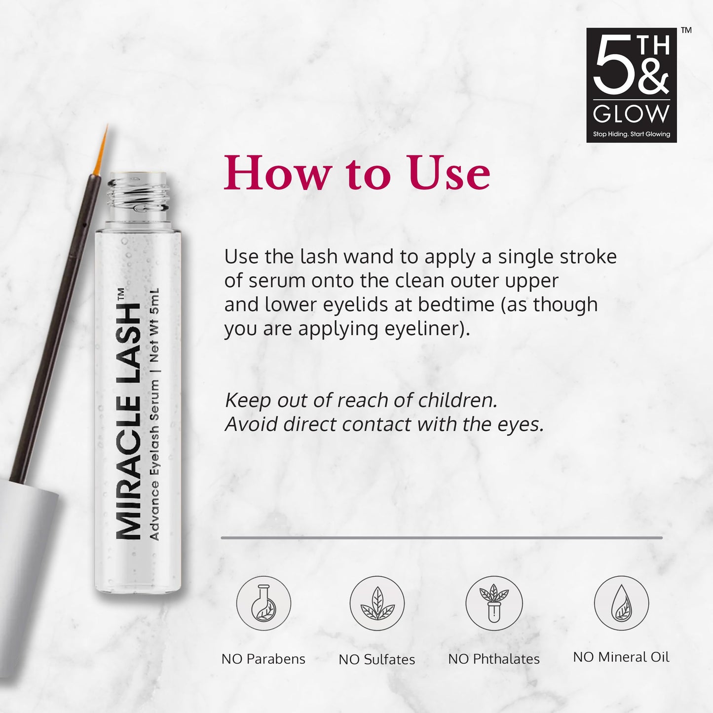 Miracle Lash Serum by 5th & Glow – Nourish, Hydrate & Strengthen Lashes