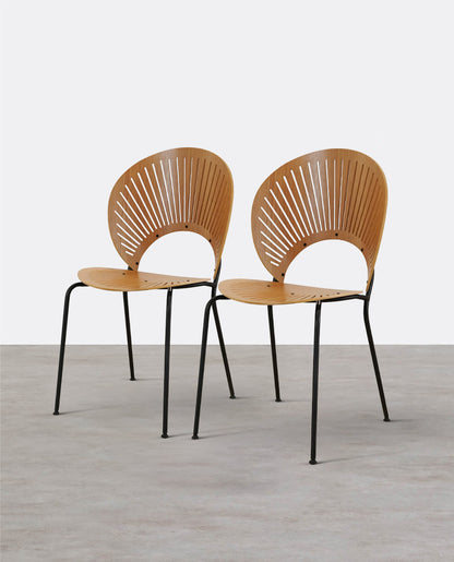 A Set of 2 Conker Dining Chair, Solid Wood
