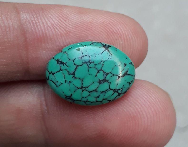 Natural Turquoise with Veins - Green Matrix Turquoise-7.65 Ct-17x12mm