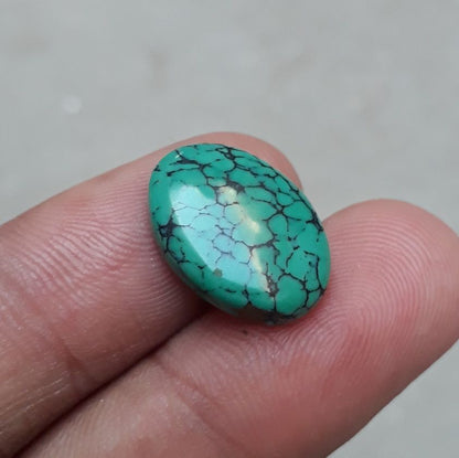 Natural Turquoise with Veins - Green Matrix Turquoise-7.65 Ct-17x12mm