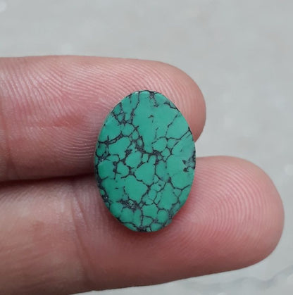 Natural Turquoise with Veins - Green Matrix Turquoise-7.65 Ct-17x12mm