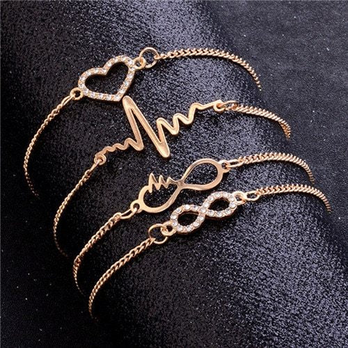 Crystal Wedding Bracelet Sets 4Pcs