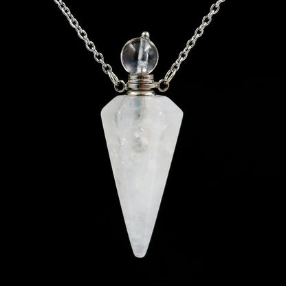 Crystal Stone Cone Perfume Bottle Necklace