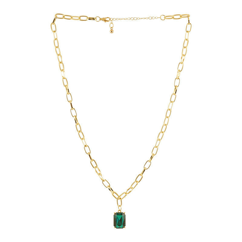 Retro Emerald Rhinestone Necklace