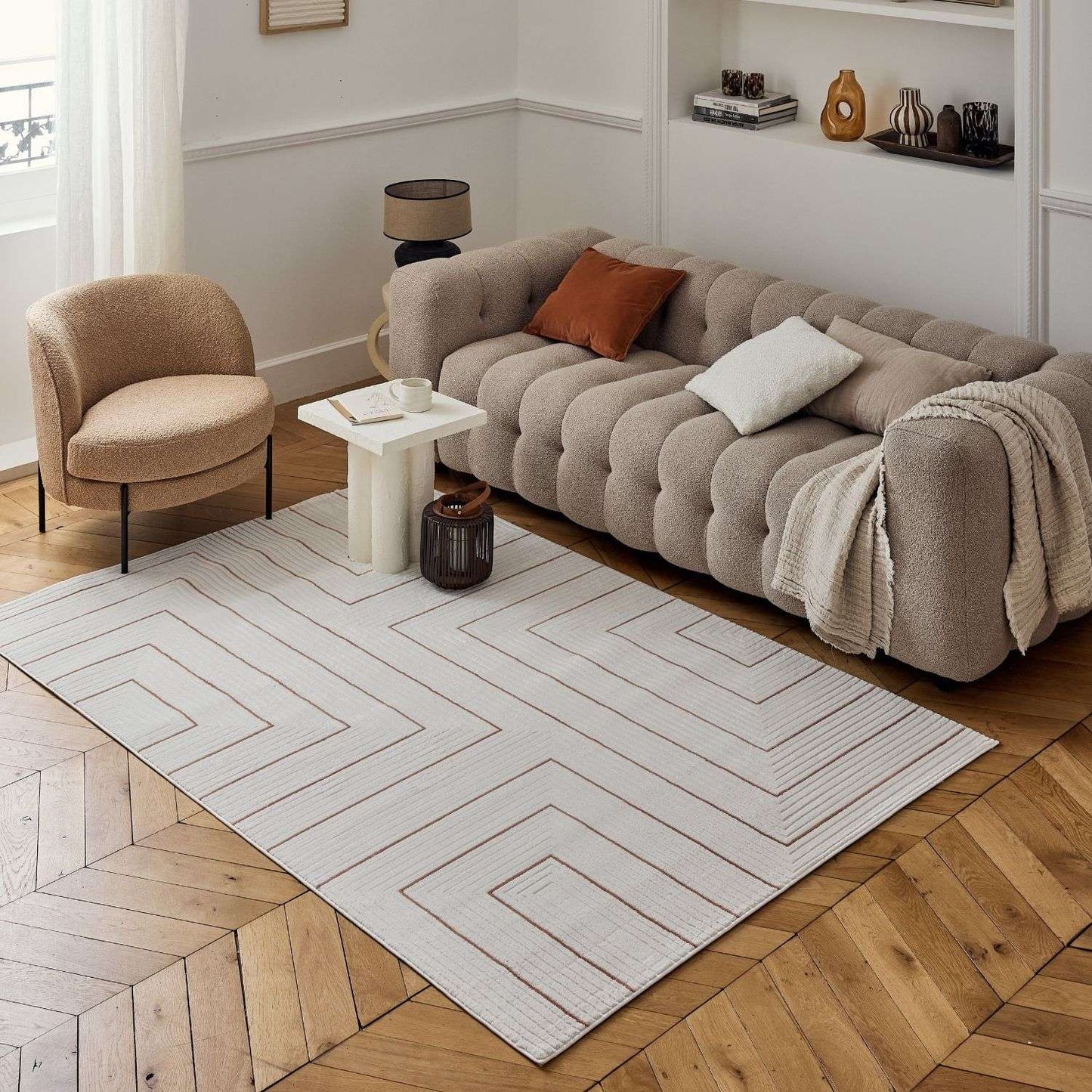 Carmel Cream-Terra Geometric Rug | 6040
