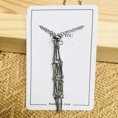Handmade Natural Crystal Mesh Bamboo Necklace