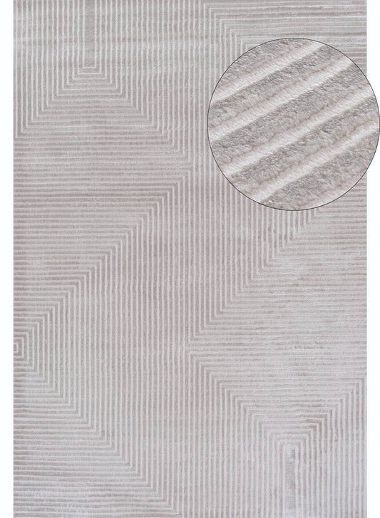 Carmel Grey-Cream Geometric Rug | 6050