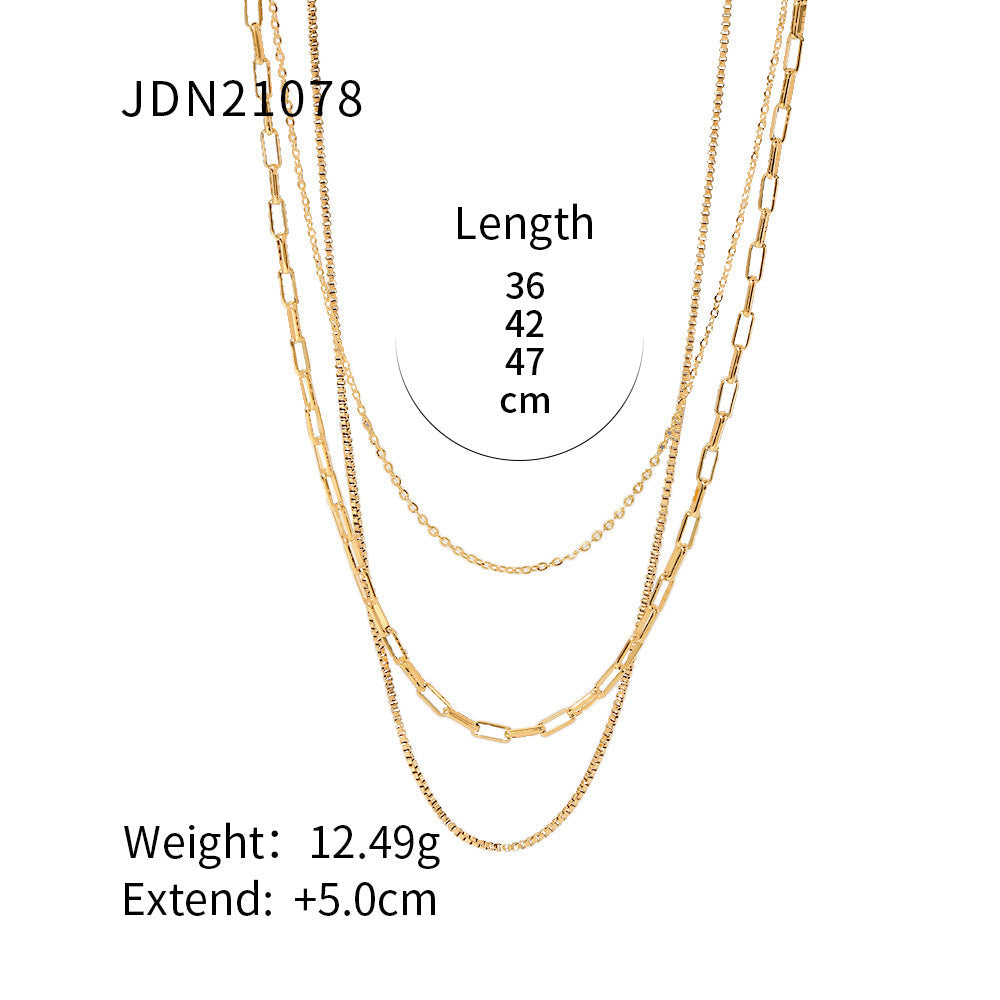 Stainless Steel Three-Layer Necklace