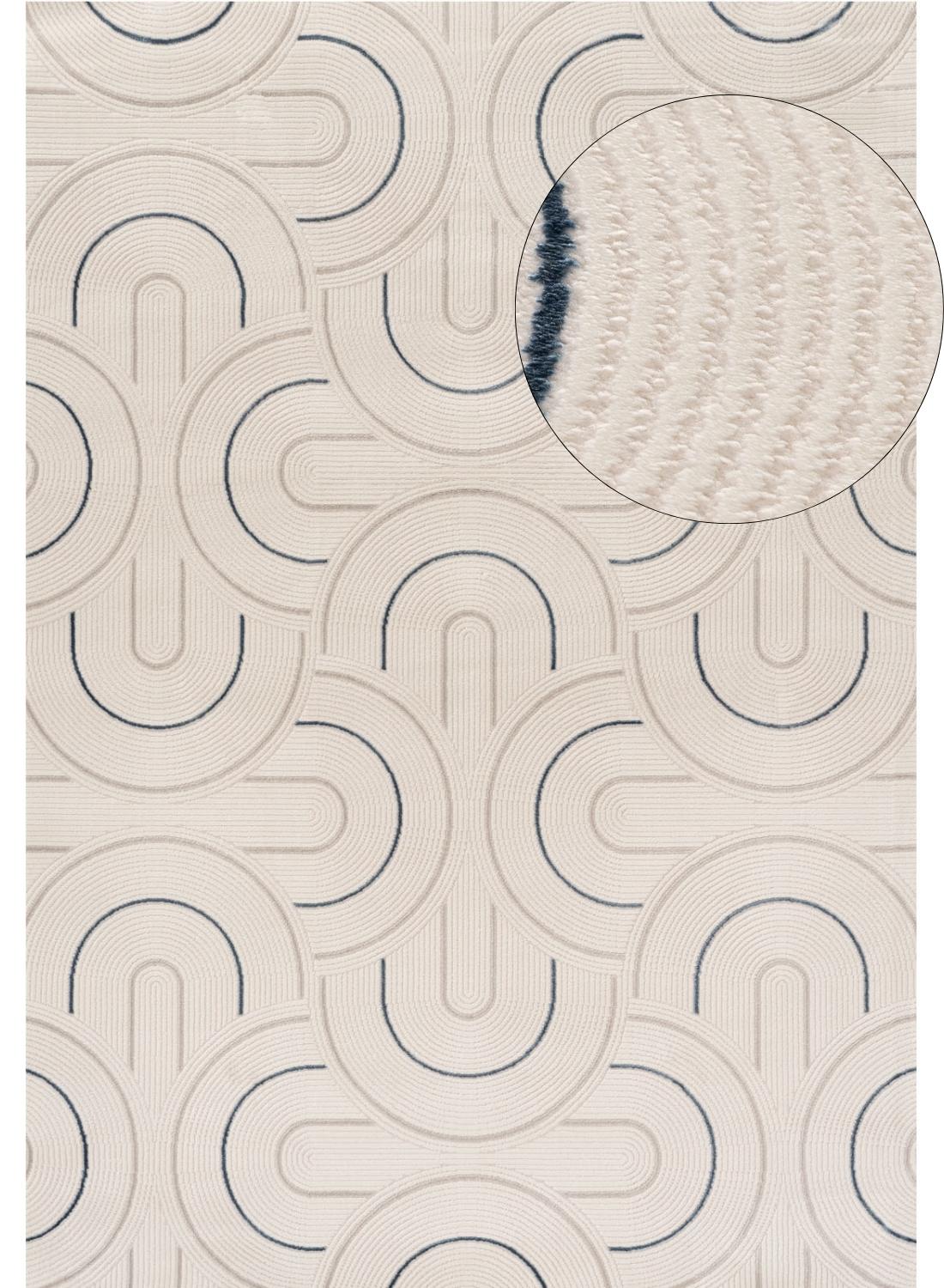 Carmel Cream-Blue Geometric Rug | 6070