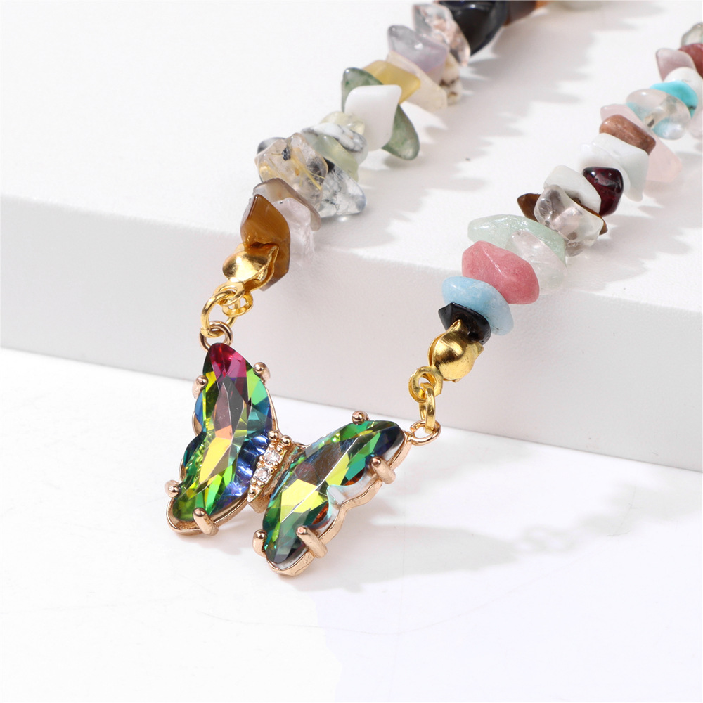 Simple and Versatile Butterfly Natural Stone Necklaces