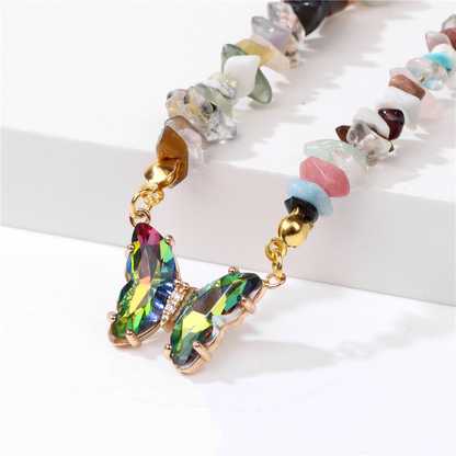 Simple and Versatile Butterfly Natural Stone Necklaces