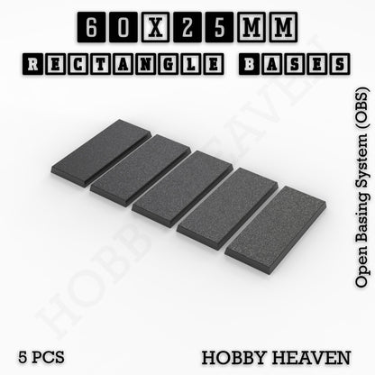 Rectangle Bases Range Sizes - 20x15mm to 75x25mm Small Sizes 3d Print Full Range Tabletop Games
